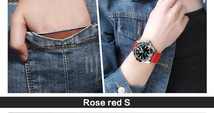 MAIKES New Design Watch Band Black 20mm 22mm 24mm Watchband Sports Fluoro Rubber Watch Strap Watch Accessories