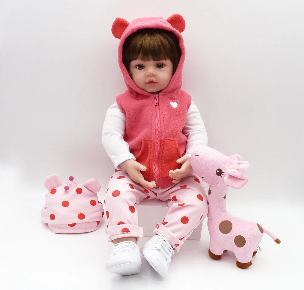 47 cm Soft Silicone Reborn Toddler Doll – Lifelike Baby Girl with Soft Body