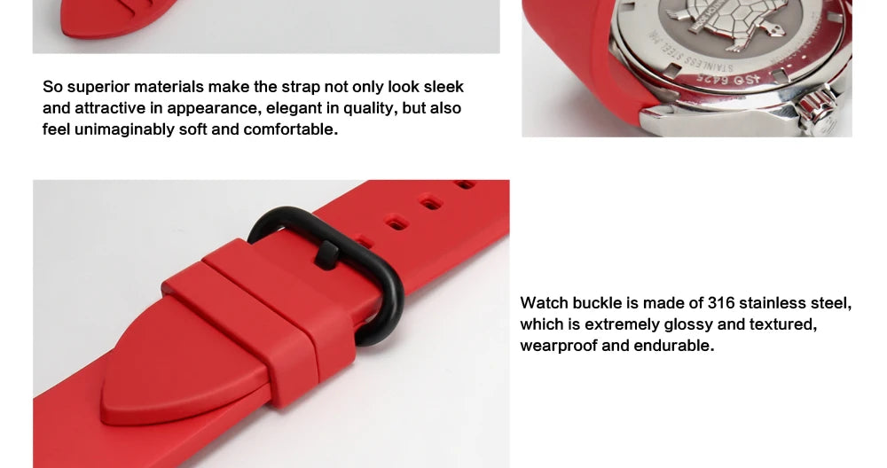 MAIKES New Design Watch Band Black 20mm 22mm 24mm Watchband Sports Fluoro Rubber Watch Strap Watch Accessories