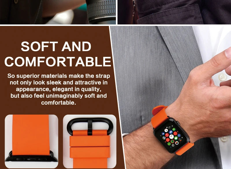 MAIKES Rubber Strap For Apple Watch Band 45mm 41mm 42mm 44mm 40mm Series 7 6 SE 5 4 3 iWatch Bracelet