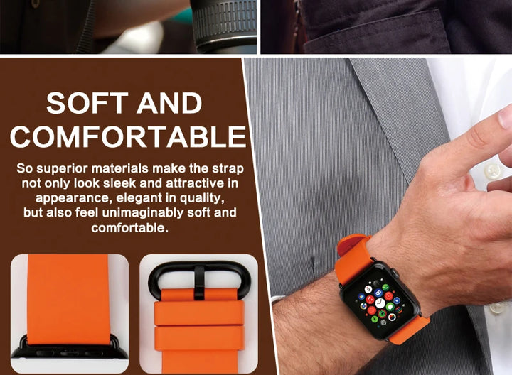 MAIKES Rubber Strap For Apple Watch Band 45mm 41mm 42mm 44mm 40mm Series 7 6 SE 5 4 3 iWatch Bracelet