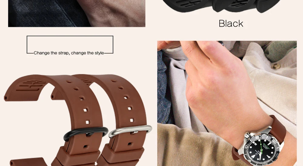 MAIKES Sports Watch Accessories Watchbands 20mm 22mm 24mm Fluoro Rubber Watch Band Fashion Rose Red Watch Strap For Casio