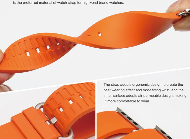 MAIKES Rubber Strap For Apple Watch Band 45mm 41mm 42mm 44mm 40mm Series 7 6 SE 5 4 3 iWatch Bracelet