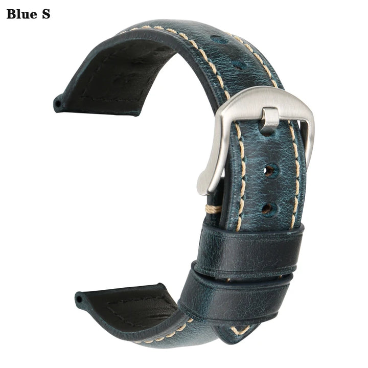 Vintage Oil Wax Leather Watch Strap 20–26mm for Panerai & Breitling – MAIKES