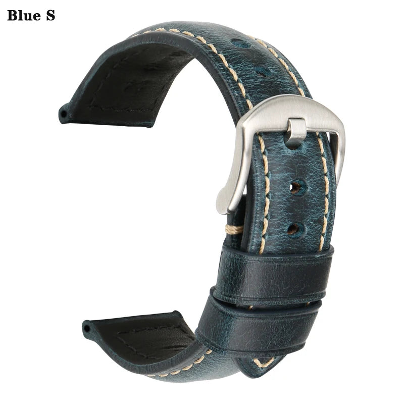 MAIKES Vintage Cowhide Leather Watch Strap – 20/22/24mm for Panerai & Fossil