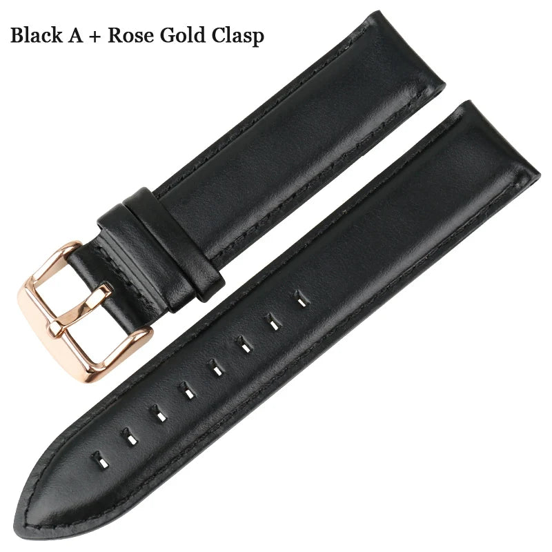 MAIKES Fashion Leather Watch Band White With Rose Gold Clasp Watchband 16mm 17mm 18mm 20mm For DW Daniel Wellington Watch Strap