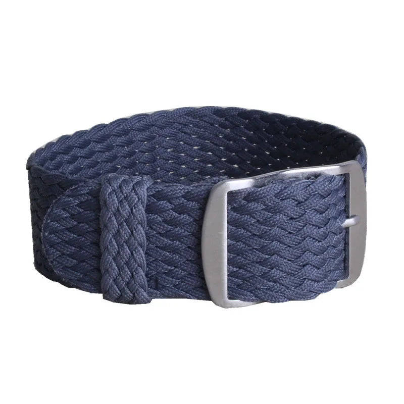 Perlon Woven Nylon Watch Strap (16-22mm) – Black & Blue