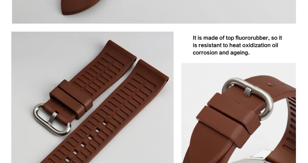 MAIKES New Design Watch Band Black 20mm 22mm 24mm Watchband Sports Fluoro Rubber Watch Strap Watch Accessories