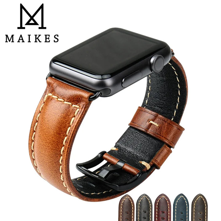 Vintage Cow Leather Apple Watch Strap – 40-45mm for Series 4-9 & SE