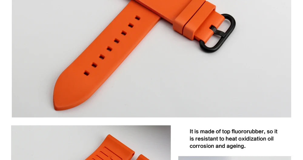 MAIKES New Design Watch Band Black 20mm 22mm 24mm Watchband Sports Fluoro Rubber Watch Strap Watch Accessories