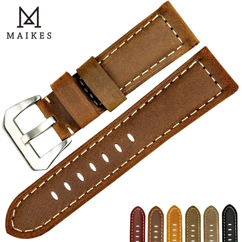 Vintage Genuine Leather Watch Strap 22–26mm for Panerai – Wheat