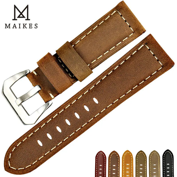 Vintage Genuine Leather Watch Strap 22–26mm for Panerai – Wheat