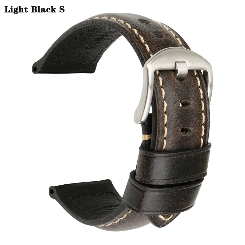 MAIKES Vintage Cowhide Leather Watch Strap – 20/22/24mm for Panerai & Fossil