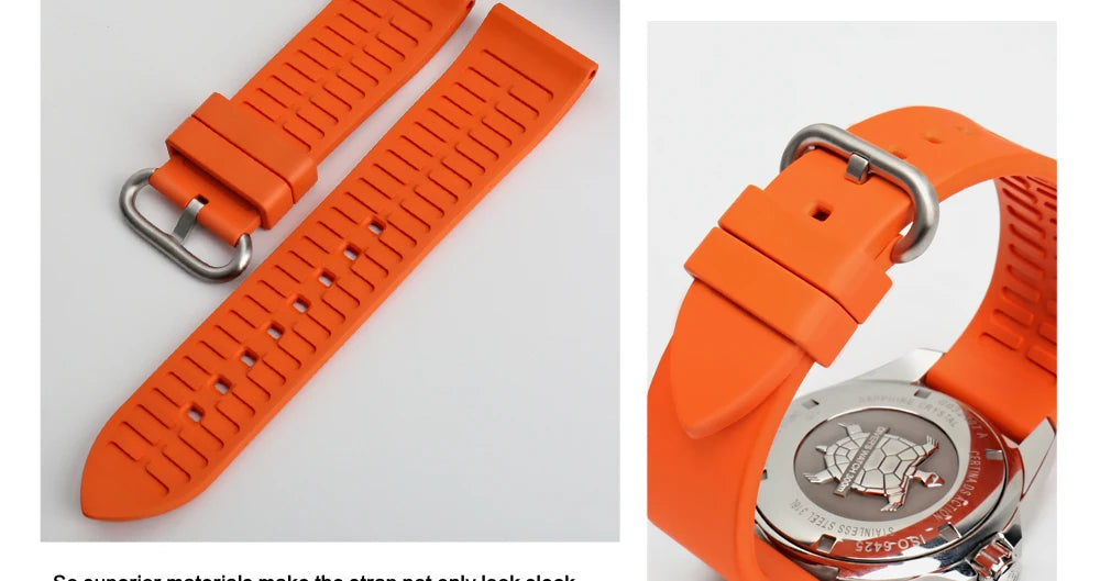 MAIKES New Design Watch Band Black 20mm 22mm 24mm Watchband Sports Fluoro Rubber Watch Strap Watch Accessories