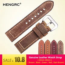 Oil Wax Cowhide Leather Watch Strap 22-24mm