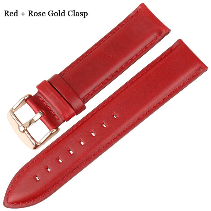 MAIKES Fashion Leather Watch Band White With Rose Gold Clasp Watchband 16mm 17mm 18mm 20mm For DW Daniel Wellington Watch Strap