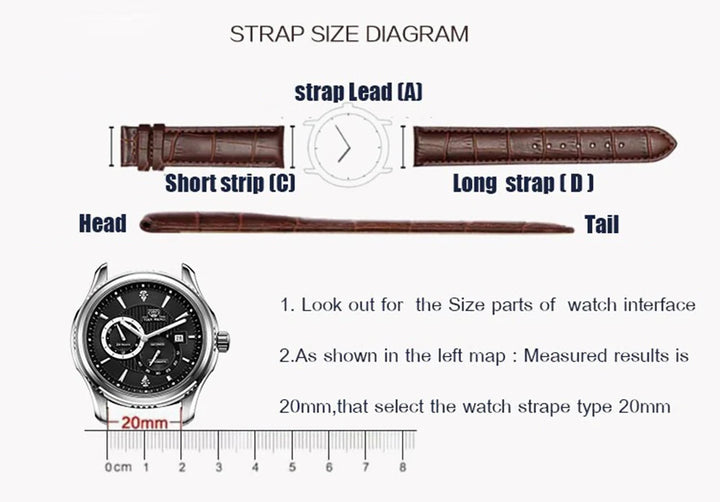 Premium Genuine Leather Watch Band 12–24mm (With Tool)