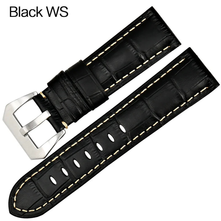 MAIKES 22mm 24mm 26mm watchbands blue genuine leather watch band strap watch accessories watch bracelet stainless steel buckle