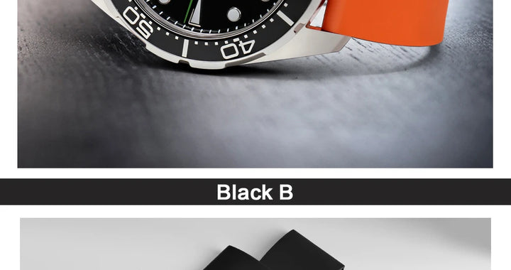 MAIKES New Design Watch Band Black 20mm 22mm 24mm Watchband Sports Fluoro Rubber Watch Strap Watch Accessories