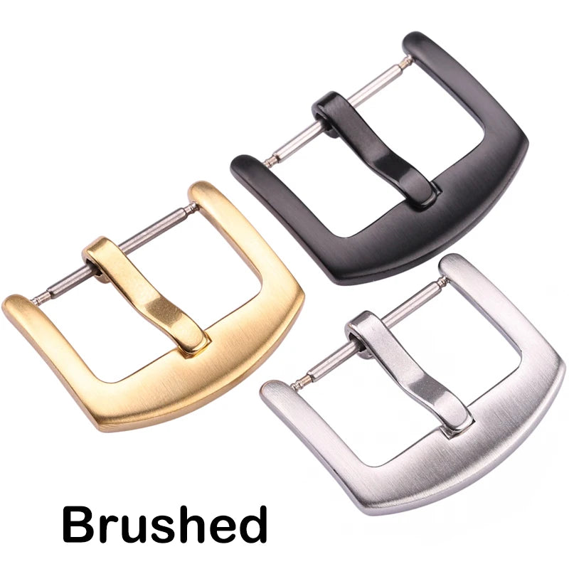 316L Stainless Steel Watch Band Buckle 18–24mm Black Brushed