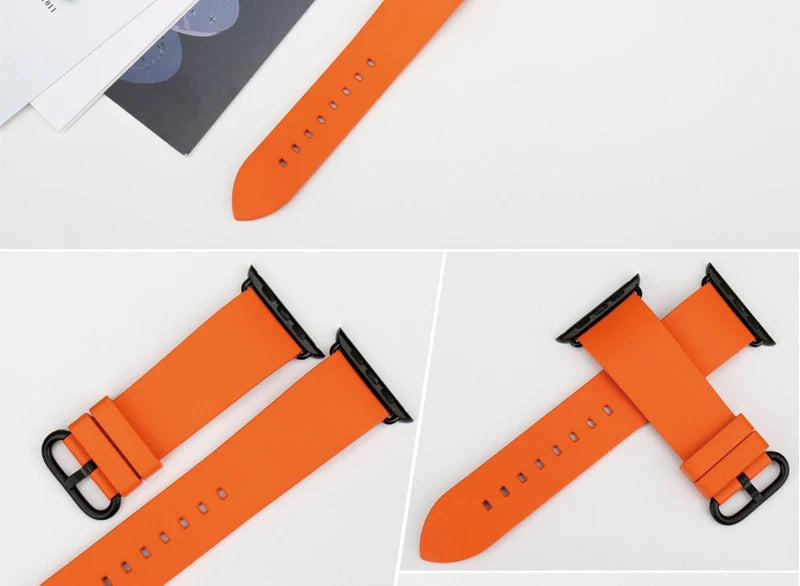 MAIKES Rubber Strap For Apple Watch Band 45mm 41mm 42mm 44mm 40mm Series 7 6 SE 5 4 3 iWatch Bracelet