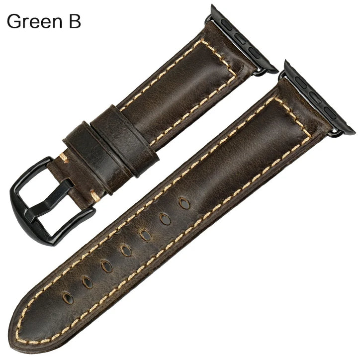 Vintage Cow Leather Apple Watch Strap – 40-45mm for Series 4-9 & SE