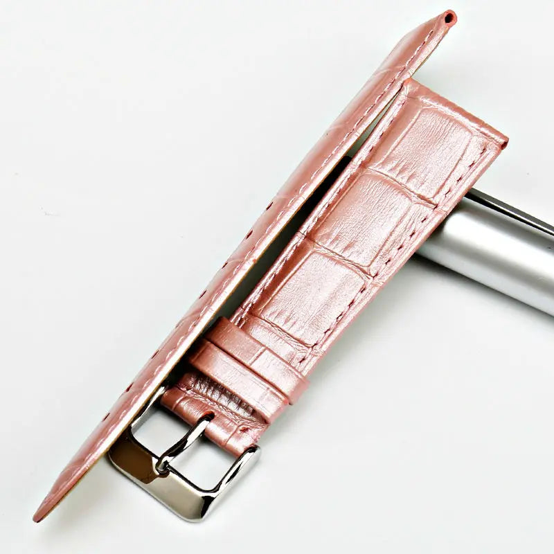 MAIKES New Fashion Watch Band Pink Women Watchbands 14 16 18 20 22 mm Genuine Leather Watch Strap Case For Casio Watch