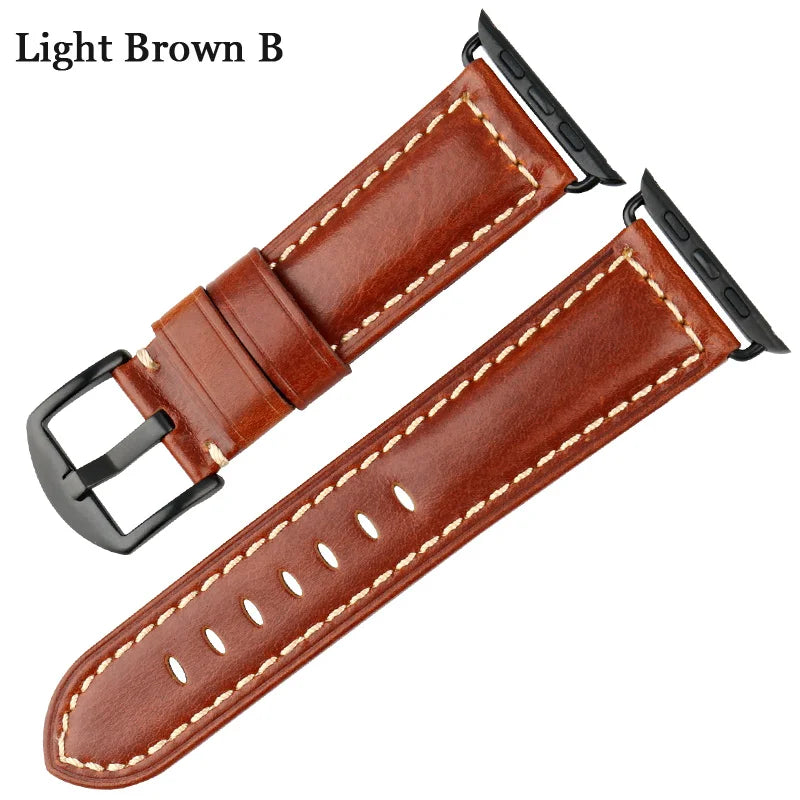 MAIKES Genuine Leather Watchband For Apple Watch Strap 45mm 41mm 42mm 44mm 40mm Series 7 6 SE 5 4 3 iWatch Watch Band