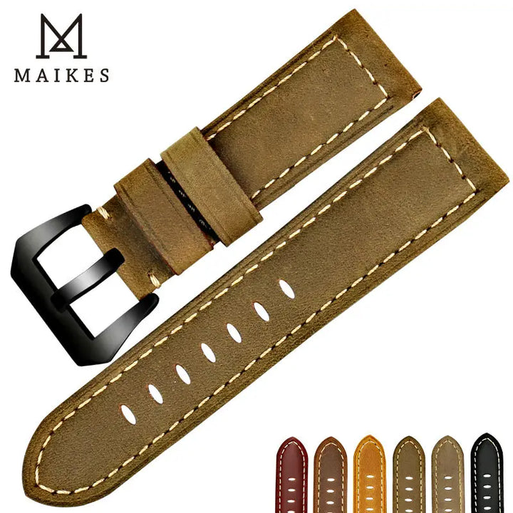 Vintage Genuine Leather Watch Strap 22–26mm for Panerai – Wheat