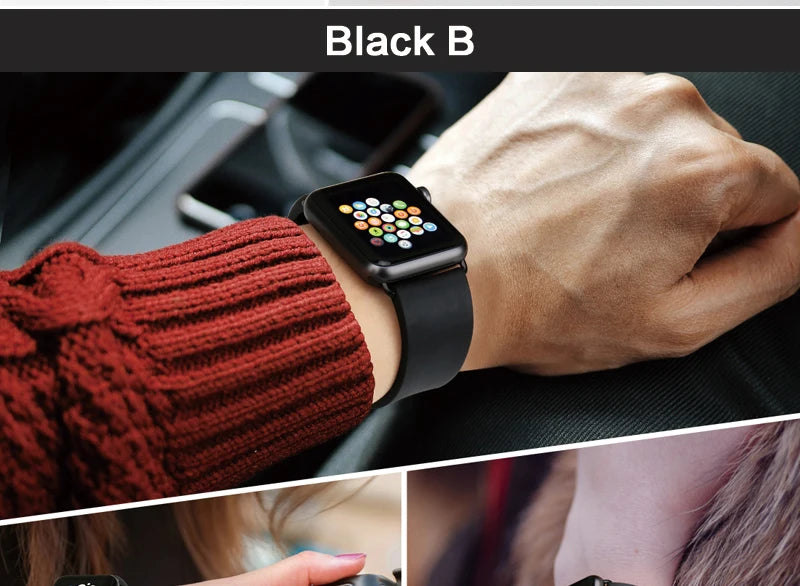 MAIKES Rubber Strap For Apple Watch Band 45mm 41mm 42mm 44mm 40mm Series 7 6 SE 5 4 3 iWatch Bracelet