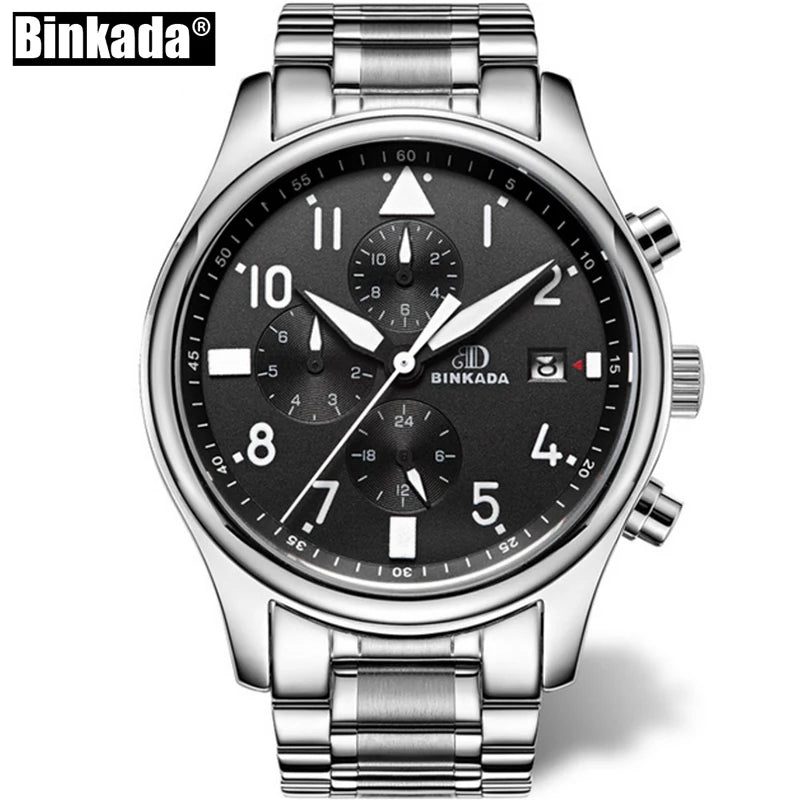 BINKADA Skeleton Automatic Men’s Watch – Waterproof Self-Winding Mechanical Tourbillon