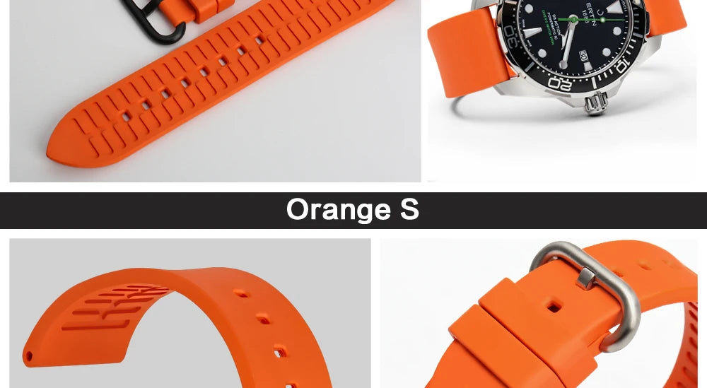 MAIKES Watch Accessories Quality Fluoro Rubber Watch Band 20mm 22mm 24mm Sport Watch Strap Orange Watchband For Omega Watch