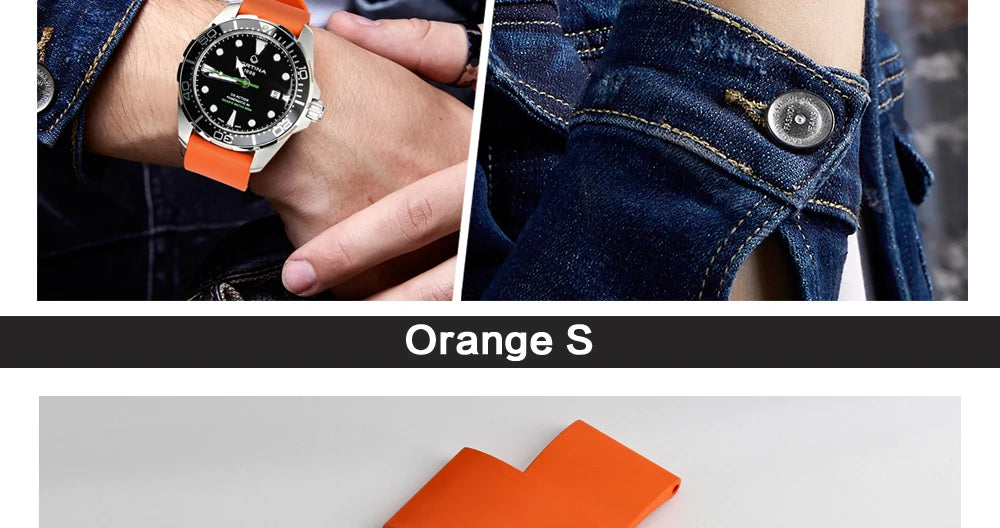 MAIKES New Design Watch Band Black 20mm 22mm 24mm Watchband Sports Fluoro Rubber Watch Strap Watch Accessories