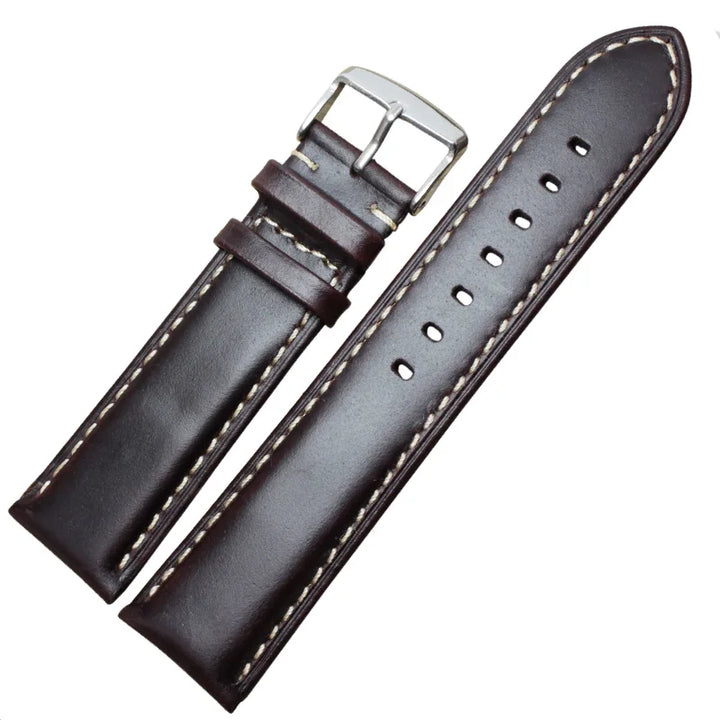 Genuine Leather Watch Band Strap Black Dark Brown 18 19 20 21 22 24mm Watchbands Men Women  Polished Buckle Relojes Hombre