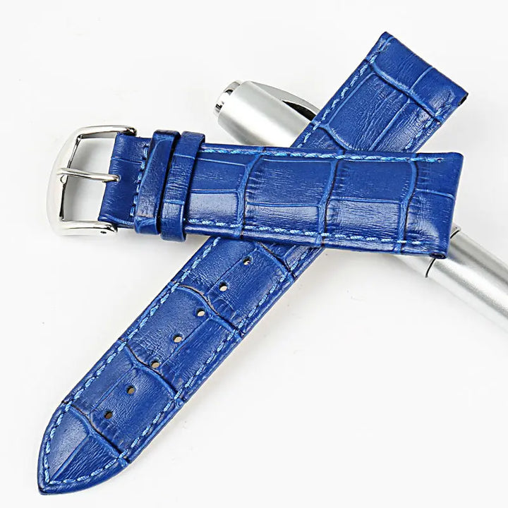 MAIKES Genuine Leather Blue Watch Strap 16-22mm