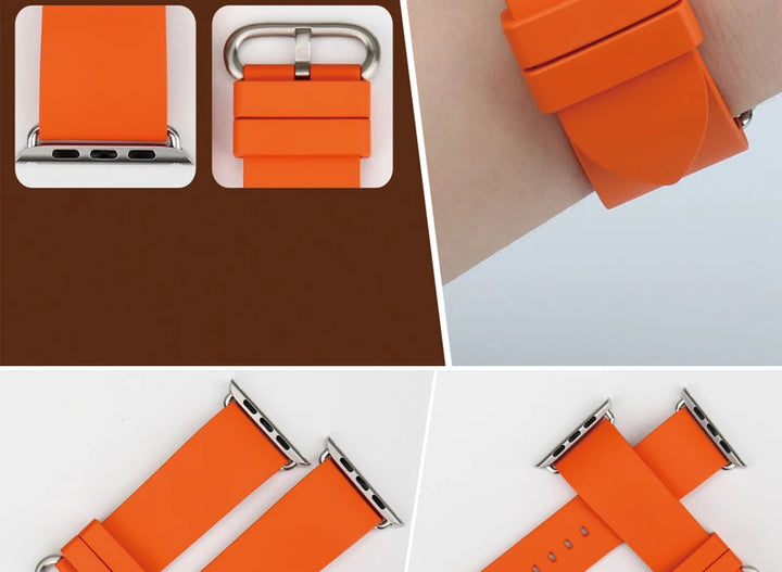 MAIKES Rubber Strap For Apple Watch Band 45mm 41mm 42mm 44mm 40mm Series 7 6 SE 5 4 3 iWatch Bracelet