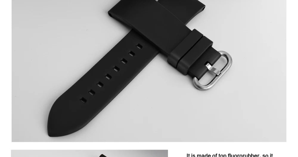 MAIKES New Design Watch Band Black 20mm 22mm 24mm Watchband Sports Fluoro Rubber Watch Strap Watch Accessories