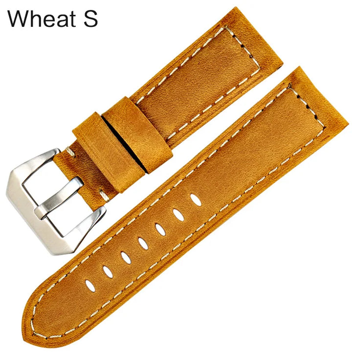 Vintage Genuine Leather Watch Strap 22–26mm for Panerai – Wheat