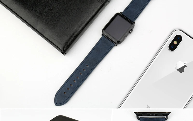Top Quality Leather Strap For Apple Watch Band 45mm 41mm 44mm 40mm 42mm 38mm Series 7 6 SE 5 4 3 iWatch Watchband