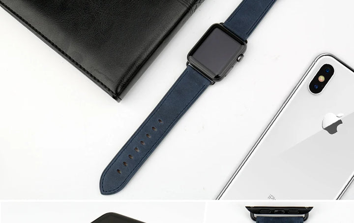Top Quality Leather Strap For Apple Watch Band 45mm 41mm 44mm 40mm 42mm 38mm Series 7 6 SE 5 4 3 iWatch Watchband