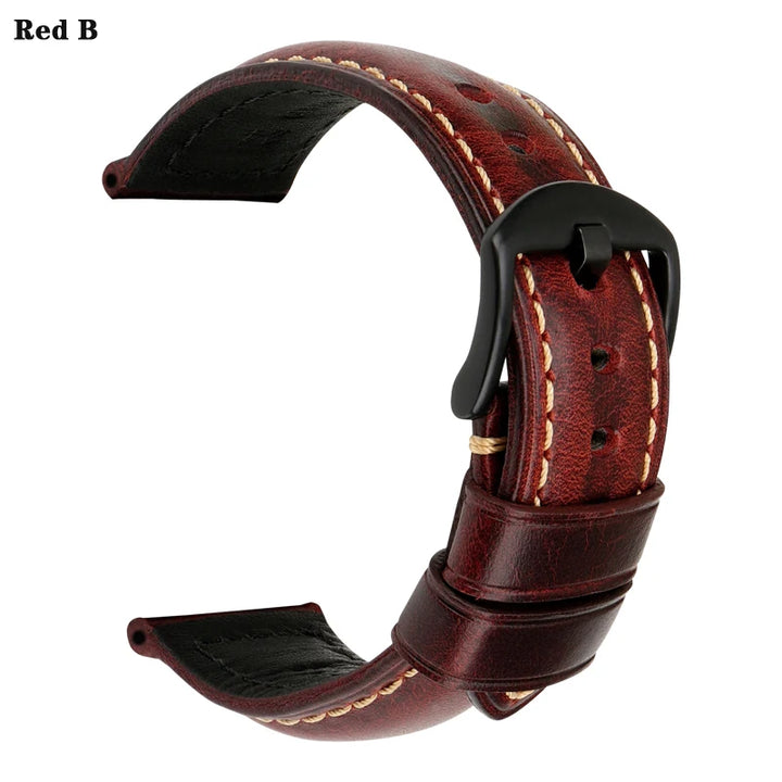 MAIKES Vintage Cowhide Leather Watch Strap – 20/22/24mm for Panerai & Fossil