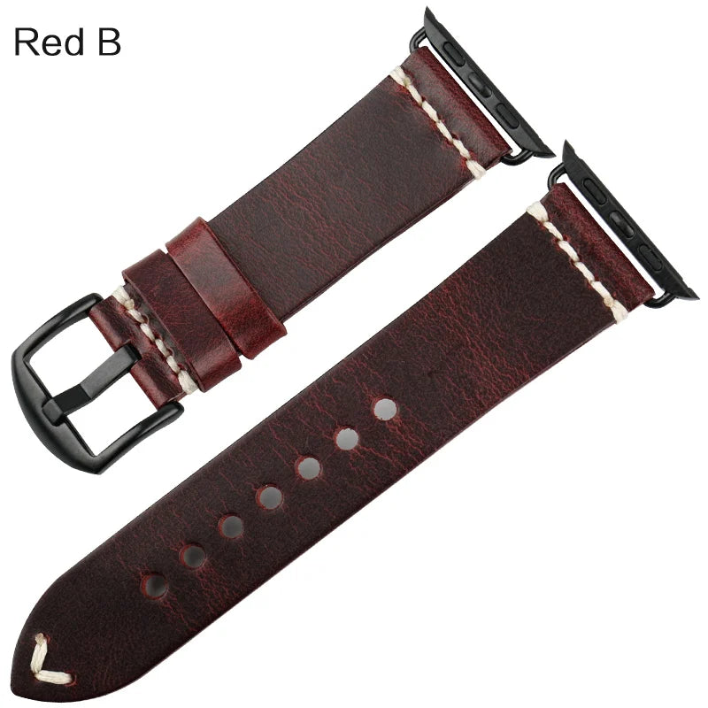 Vintage Oil Wax Leather Apple Watch Band Series 3–7, 38–45mm – MAIKES