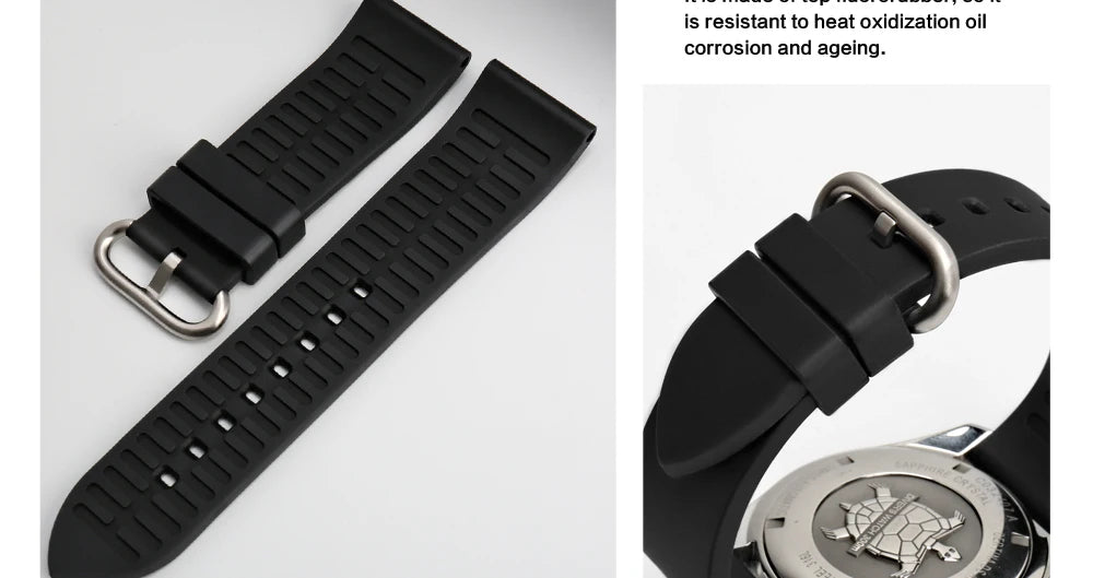 MAIKES New Design Watch Band Black 20mm 22mm 24mm Watchband Sports Fluoro Rubber Watch Strap Watch Accessories