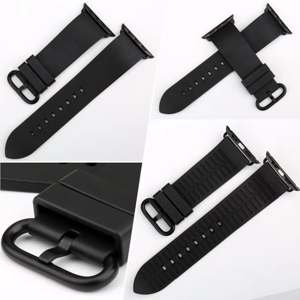 MAIKES Rubber Strap For Apple Watch Band 45mm 41mm 42mm 44mm 40mm Series 7 6 SE 5 4 3 iWatch Bracelet