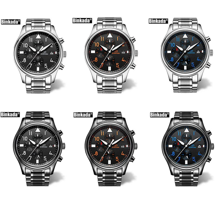 BINKADA Skeleton Automatic Men’s Watch – Waterproof Self-Winding Mechanical Tourbillon
