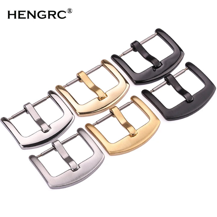 316L Stainless Steel Watch Band Buckle 18–24mm Black Brushed