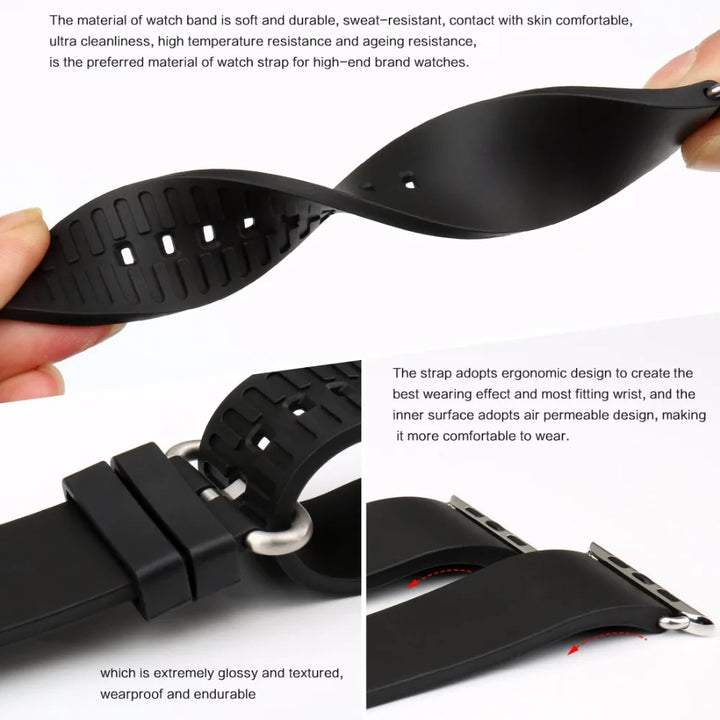 MAIKES Rubber Strap For Apple Watch Band 45mm 41mm 42mm 44mm 40mm Series 7 6 SE 5 4 3 iWatch Bracelet