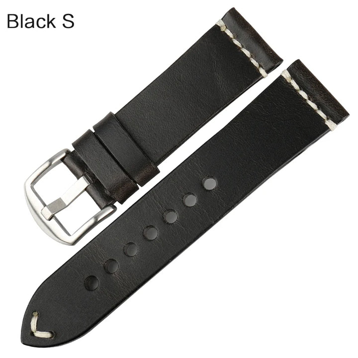MAIKES Vintage Oil Wax Leather Watch Band Watch Accessories Bracelet 20mm 22mm 24mm Blue Watchband Watch Strap For Omega MIDO