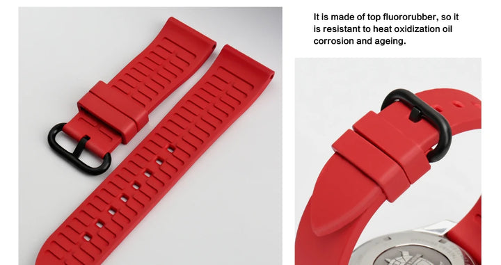 MAIKES New Design Watch Band Black 20mm 22mm 24mm Watchband Sports Fluoro Rubber Watch Strap Watch Accessories