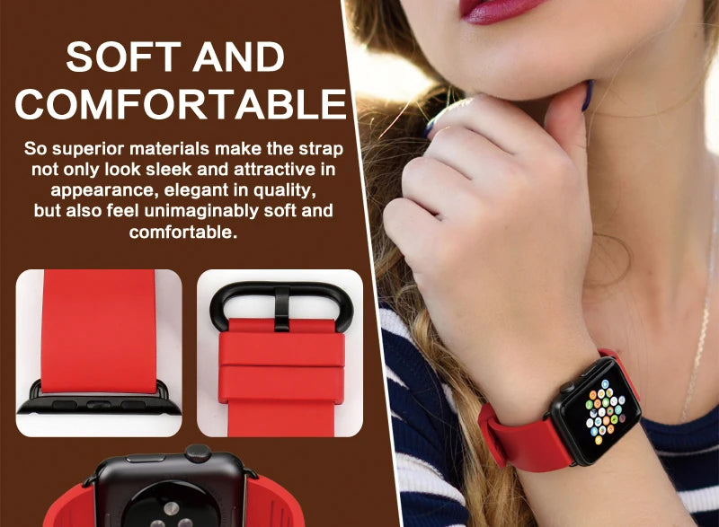 MAIKES Rubber Strap For Apple Watch Band 45mm 41mm 42mm 44mm 40mm Series 7 6 SE 5 4 3 iWatch Bracelet